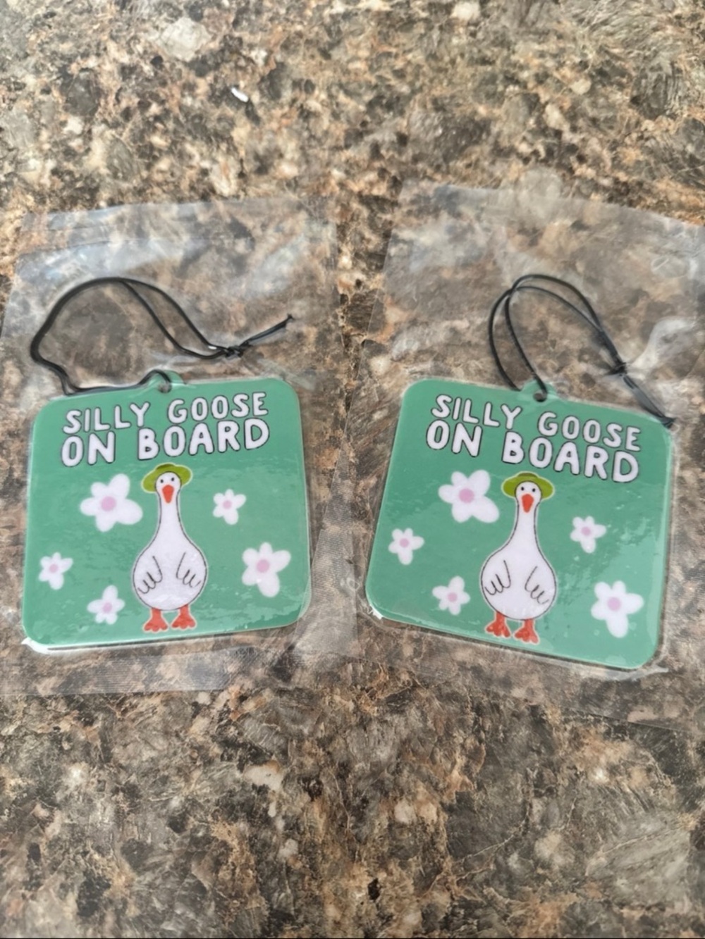 Silly Goose On Board Green Hanging Car freshener(Pair)
